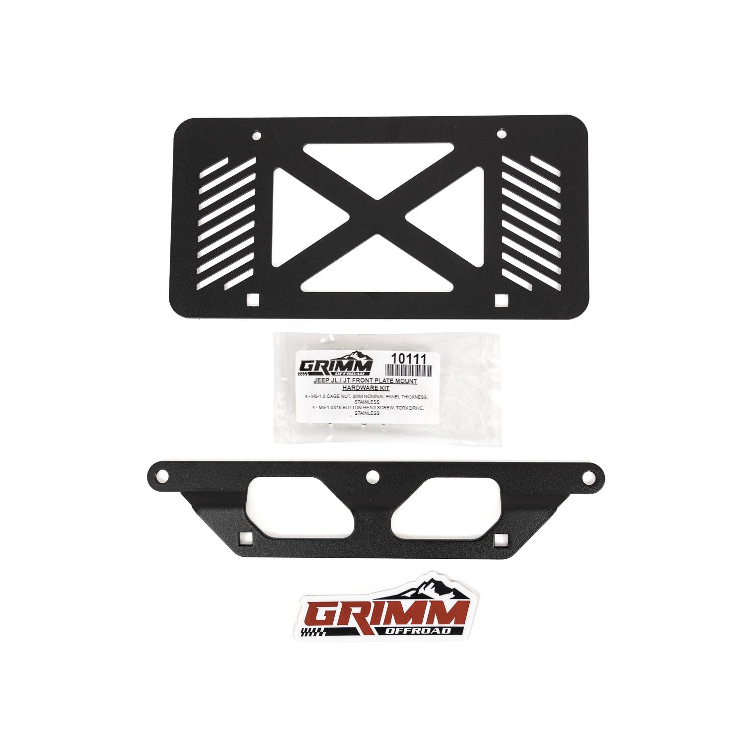 GOR10426_1-JZBB Bronco Steel Bumper Center Front License Plate Kit Grimm Offroad - الصورة 1