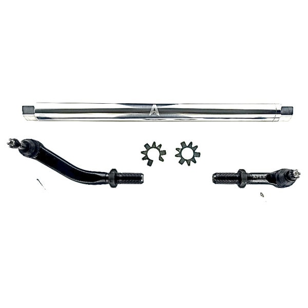 KIT142-JJSP Apex Chassis Heavy Duty JK 2.5 Ton Heavy Duty No Flip Drag Link Assembly in Polished Aluminum Fits: 07-18 Jeep Wrangler JK JKU Rubicon Sahara Sport. Note this NO-FLIP kit fits vehicles with a lift of 3.5 inches or less - Image 1