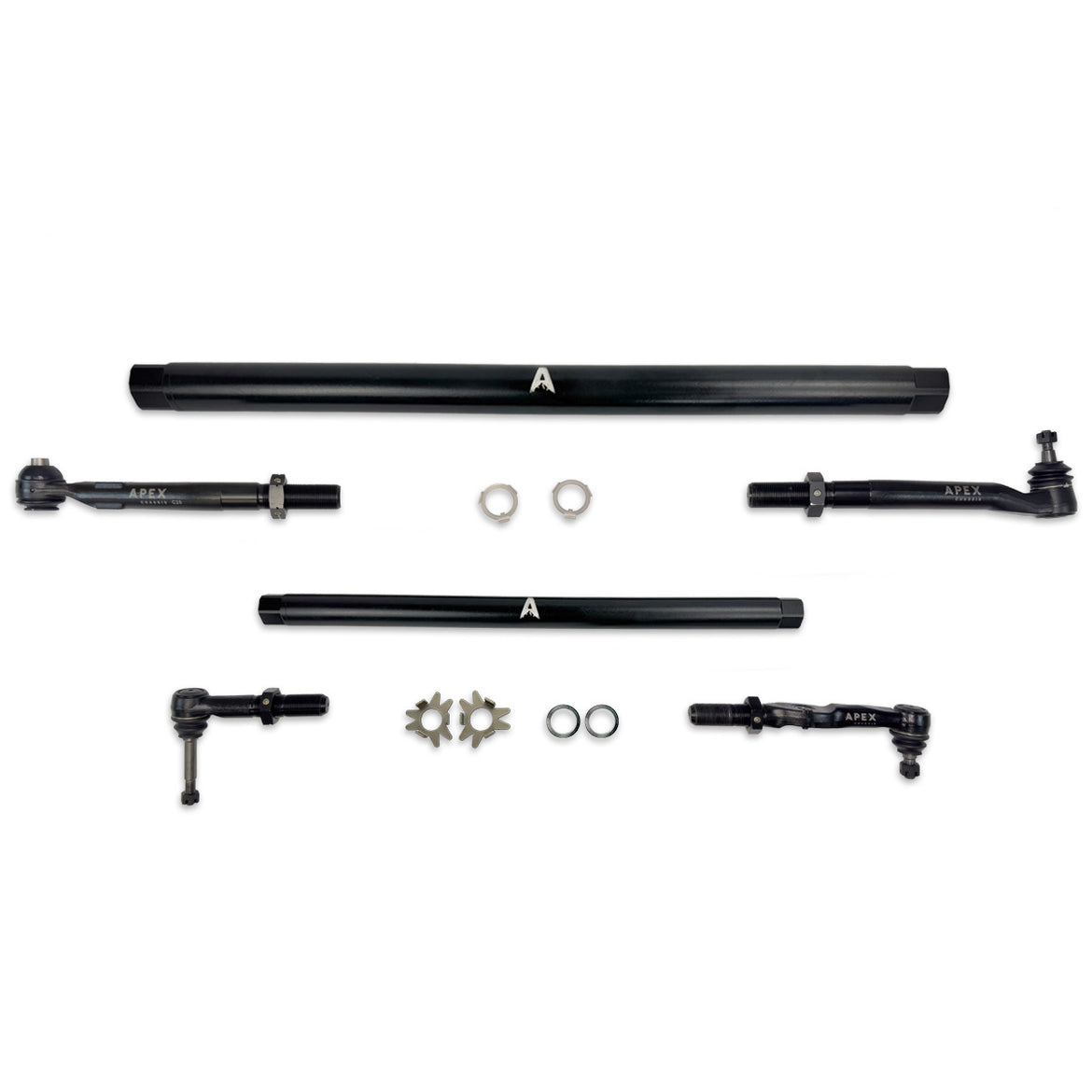 KIT375-BLK-JJSP Heavy Duty ProLock Black Aluminum Tie Rod and Drag Link Assembly Fits: 17-25 F-250/F-350 Super Duty Apex Chassis - Image 1