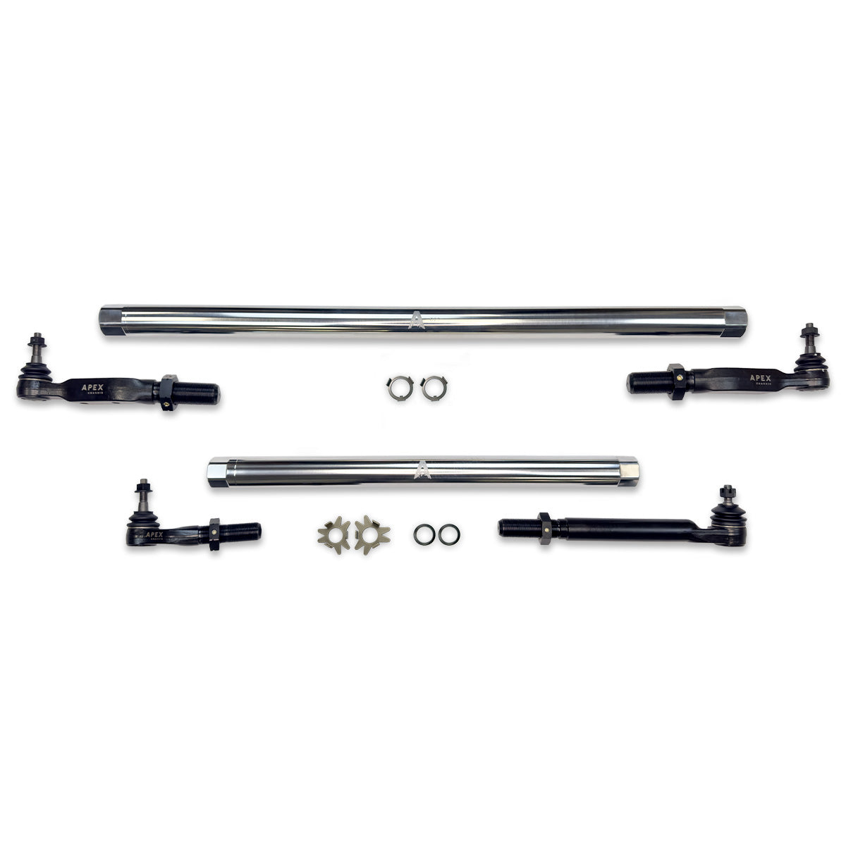 KIT385-POL-JJSP Heavy Duty ProLock Polished Aluminum Tie Rod and Drag Link Assembly Fits: 14-24 Ram 2500/3500 Apex Chassis - Image 1