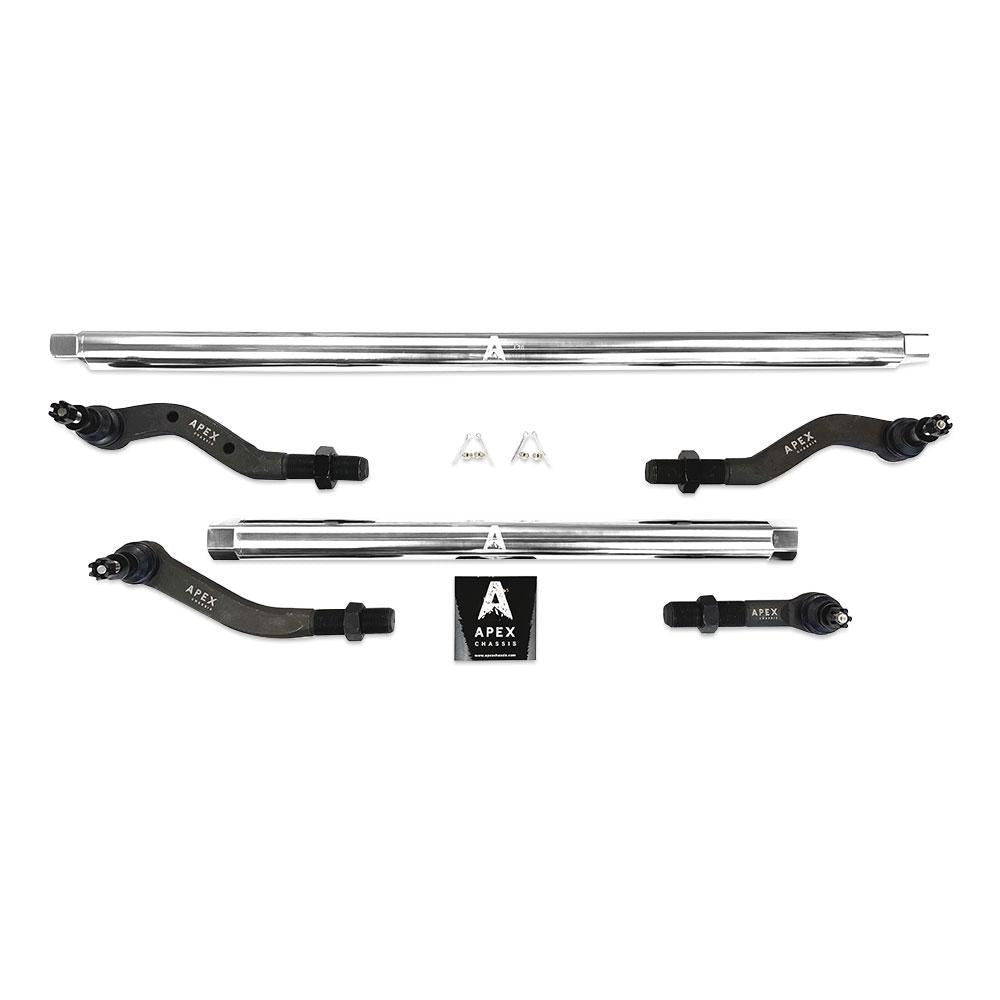 KIT600NF-DT68-JJSP Heavy Duty Polished Aluminum Tie Rod and Drag Link Axle Swap Kit Dynatrac 68 Inch Jeep JL-JT 2.5T Note: This No-Flip kit is for Axle Upgrade Options Only Apex Chassis - الصورة 1
