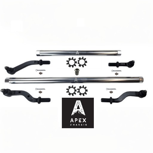 KIT601F-SD-JJSP Heavy Duty Polished Aluminum Tie Rod and Drag Link Axle Swap Kit 05-11 Super Duty Jeep JK for Axle Upgrade Options Only Apex Chassis - Image 1