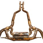 2015-2021 Mercedes-AMG GT 4.0L, Catback T304 Stainless Steel Finished in Anodized Gold Reuse OEM Tips Valvetronic Designs