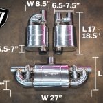 Off Road Universal Muffler Kit Single Inlet Dual Outlet 63MM 2.5 Inch 2 Mufflers Valvetronic Designs