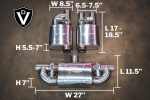 ⁦Off Road Universal Muffler Kit Single Inlet Dual Outlet 76MM 3.0 Inch 2 Mufflers Valvetronic Designs⁩ - الصورة ⁦5⁩