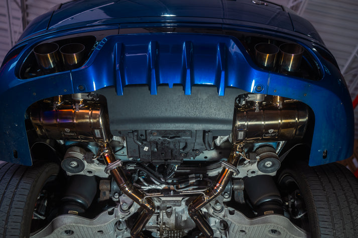 RR.SVR.VSES.TI-JZYF 2013-2022 Range Rover SVR 5.0L, Full Exhaust System, Grade 5 Titanium Titanium 4.0 Inch Outlet Tips Valvetronic Designs - الصورة 1