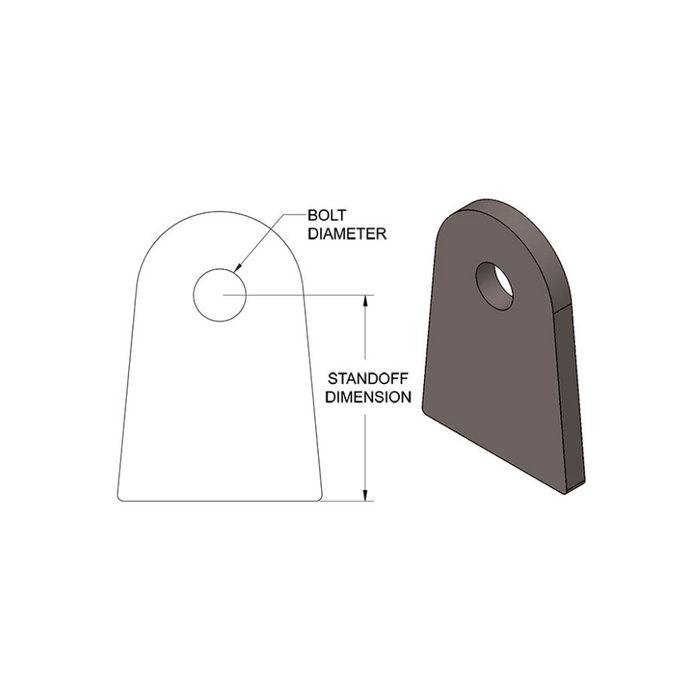 TAB-370010-JMKL 3/8 Inch Bolt Hole Flat Tab, 1.25 Inch Stand Off 1/8 Inch Thick SDHQ Offroad - Image 1