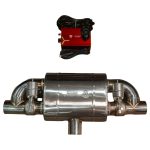 طقم كاتم صوت عالمي على شكل حرف T بمدخل مفرد ومخرج مزدوج بتصميم Valvetronic 63 مم 2.5 بوصة