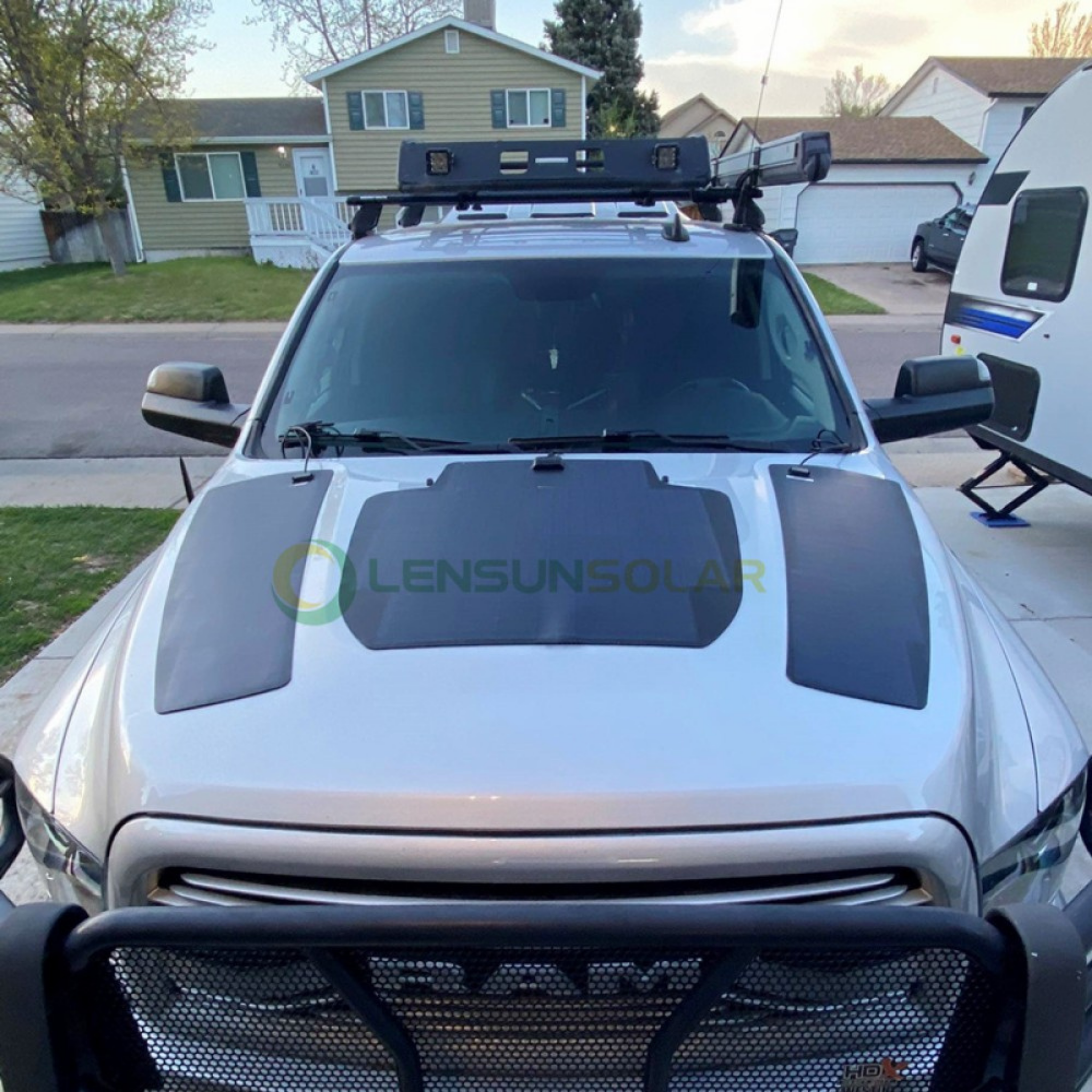 8b60a301-a8d3-4eca-b42a-d88a41d1b7fe.png Dodge Ram HD 4th Gen (2010-2018) LensunSolar 150W Hood Solar Panel - Image 1