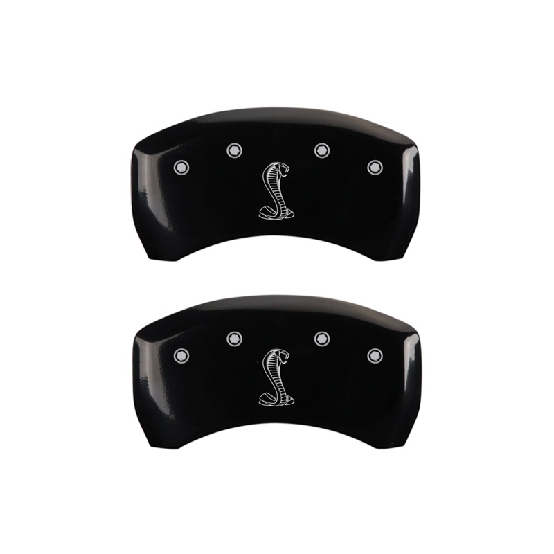 10010RCNKBK-FDLQ Rear Set 2 Caliper Covers Engraved Rear Snake 2005-2014 Ford Mustang MGP Caliper Covers - Image 1