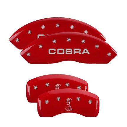 Set Of 4 Caliper Covers Engraved Front Cobra Engraved Rear Snake 1997-2004 Ford Mustang MGP Caliper Covers
