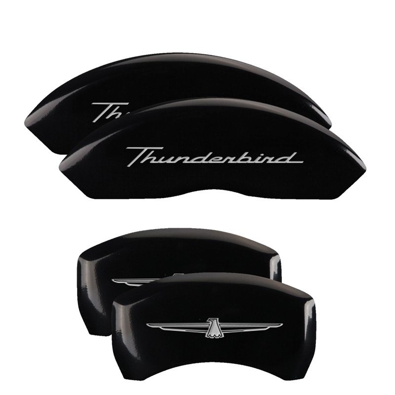 10086STDBBK-FDLQ Set Of 4 Caliper Covers Engraved Front No Bolts Thunderbird Engraved Rear No Bolts Thunderbird Emblem 2002-2005 Ford Thunderbird MGP Caliper Covers - Image 1