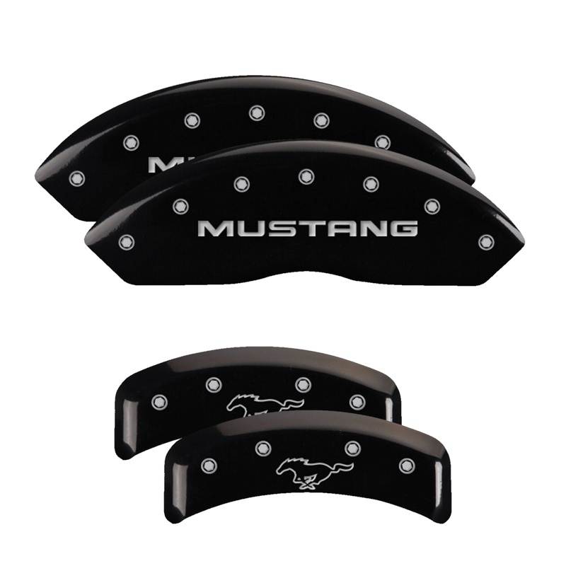 10095SMPYBK-FDLQ Set Of 4 Caliper Covers Engraved Front Mustang Engraved Rear Pony 1999-2004 Ford Mustang MGP Caliper Covers - Image 1