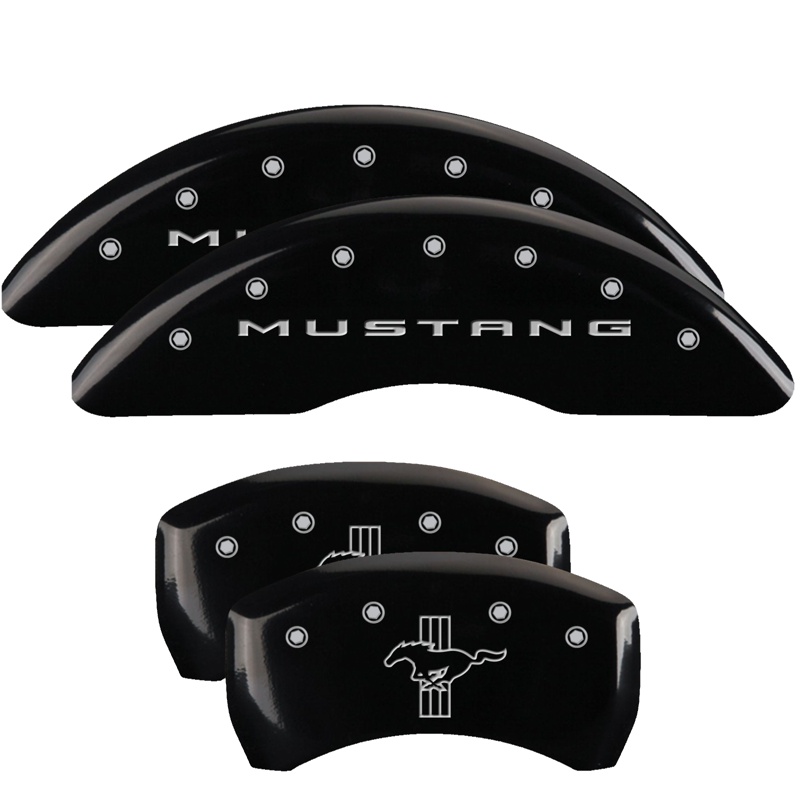 10201SMB2BK-FDLQ Set Of 4 Caliper Covers Engraved Front 2015 Mustang Engraved Rear 2015 Bar & Pony 2015-2023 Ford Mustang 19 inches - Image 1