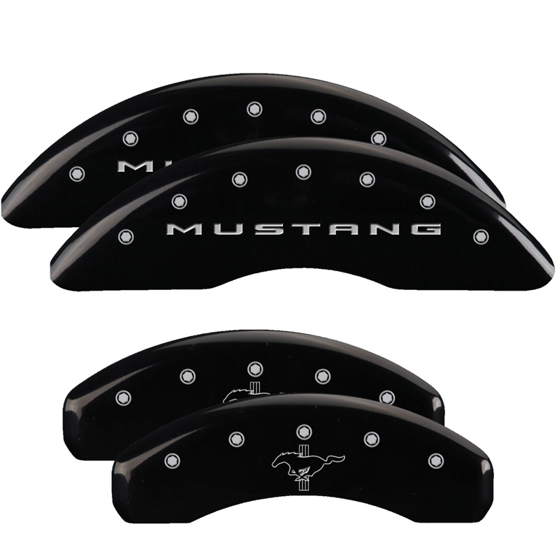 10204SMB2BK-FDLQ Set Of 4 Caliper Covers Engraved Front 2015 Mustang Engraved Rear 2015 Bar & Pony 2021-2023 Ford Mustang 19 Inch Wheel MGP Caliper Covers - Image 1