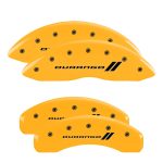 ⁦Set Of 4 Caliper Covers Engraved Front And Rear With Stripes Durango 2006-2010 Dodge Ram MGP Caliper Covers⁩ - الصورة ⁦3⁩