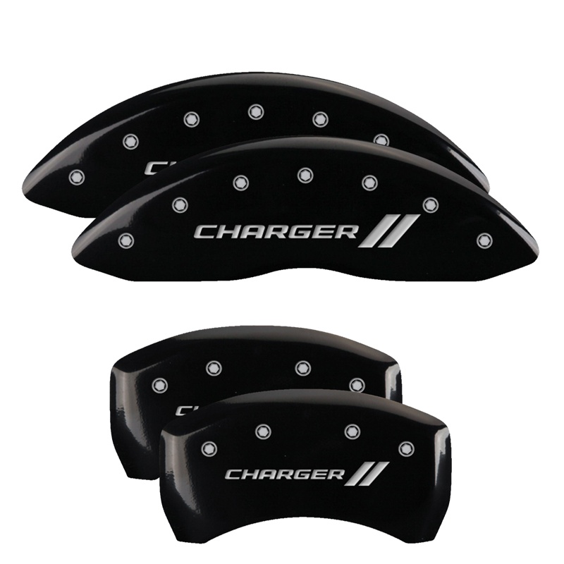 12162SCH1BK-FDLQ Set Of 4 Caliper Covers Engraved Front And Rear With Stripes Charger 2011-2023 Dodge Challenger 18 inches - الصورة 1