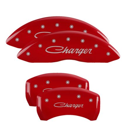 Set Of 4 Caliper Covers Engraved Front And Rear Cursive Charger 2011-2023 Dodge Challenger 18 Inch Wheel MGP Caliper Covers