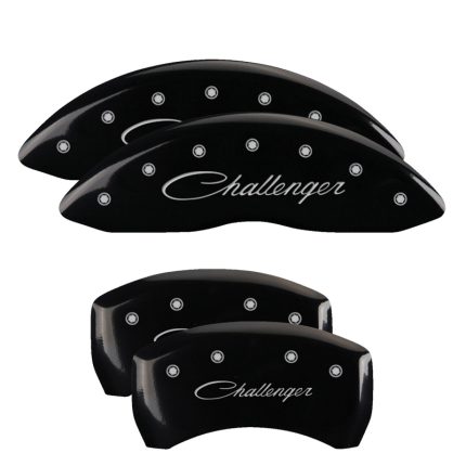 Set Of 4 Caliper Covers Engraved Front And Rear Cursive Challenger 2011-2023 Dodge Challenger 18 Inch Wheel MGP Caliper Covers