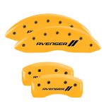 ⁦Set Of 4 Caliper Covers Engraved Front And Rear With Stripes Avenger 2007-2014 Dodge Caliber MGP Caliper Covers⁩ - الصورة ⁦3⁩