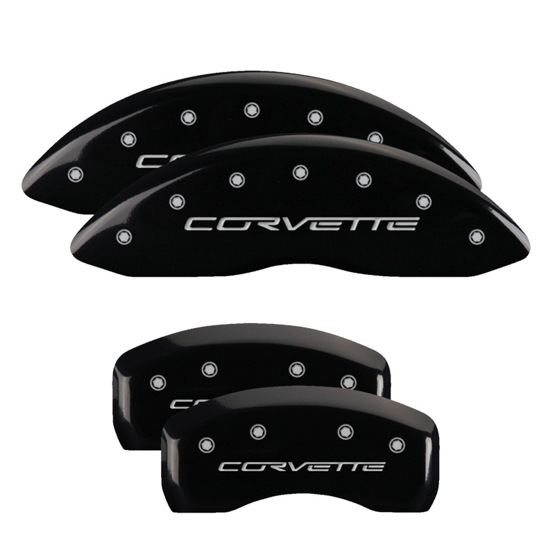 13008SCV6BK-FDLQ Set Of 4 Caliper Covers Engraved Front And Rear C6 Corvette 2005-2005 Chevrolet Corvette MGP Caliper Covers - الصورة 1