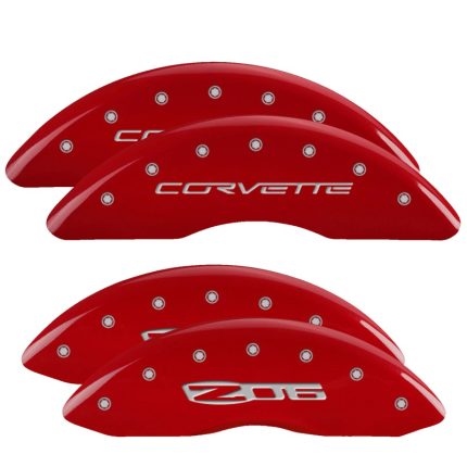 Set Of 4 Caliper Covers Engraved Front C6 Corvette Engraved Rear C6 Z06 2006-2013 Chevrolet Corvette MGP Caliper Covers
