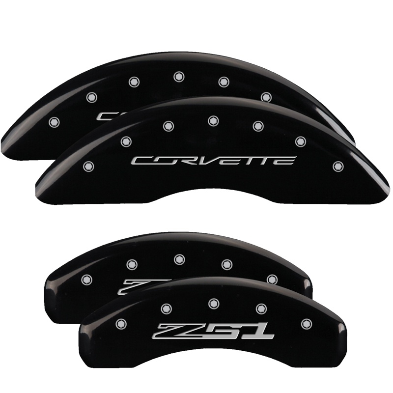 13084SZ51BK-FDLQ Set Of 4 Caliper Covers Engraved Front Corvette C7 Engraved Rear Z51 2015 2014-2019 Chevrolet Corvette MGP Caliper Covers - Image 1