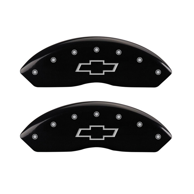 14003FBOWBK-FDLQ Front Set 2 Caliper Covers Engraved Front Bowtie 1997-2002 Chevrolet C2500 MGP Caliper Covers - Image 1