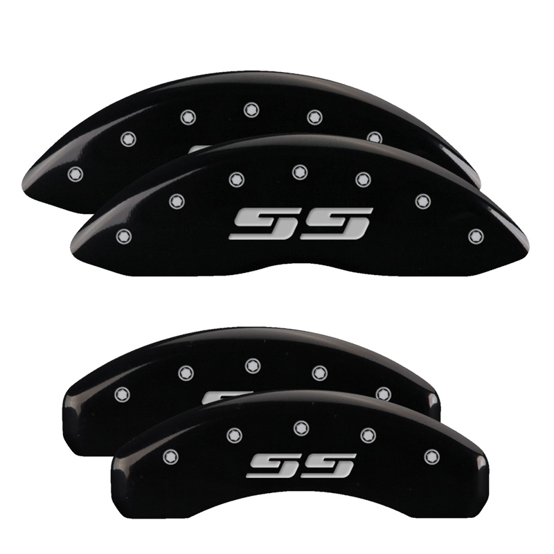 14034SSS3BK-FDLQ Set Of 4 Caliper Covers Engraved Front And Rear Silverado Style Ss 1999-2006 Chevrolet Silverado MGP Caliper Covers - Image 1