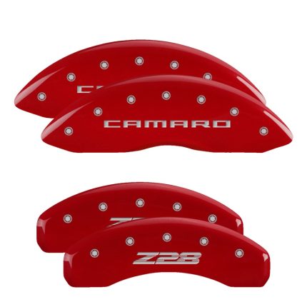 Set Of 4 Caliper Covers Engraved Front Gen 5 Camaro Engraved Rear Gen 5 Z28 2010-2015 Chevrolet Camaro MGP Caliper Covers