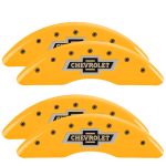 ⁦Set Of 4 Caliper Covers Engraved Front And Rear 100 Anniversary Logo 2018-2019 Chevrolet Silverado MGP Caliper Covers⁩ - الصورة ⁦3⁩