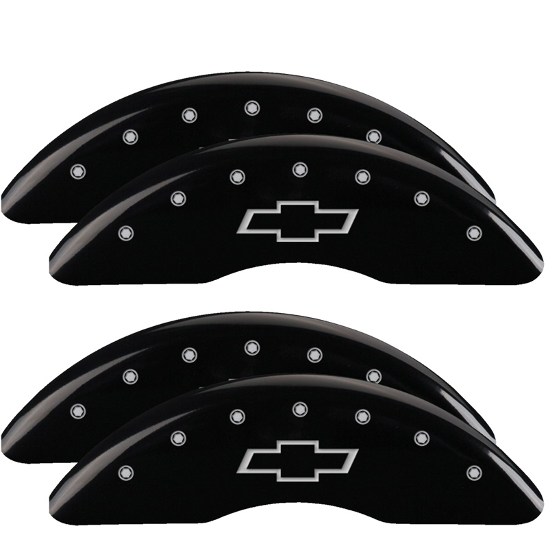 14173SBOWBK-FDLQ Set Of 4 Caliper Covers Engraved Front And Rear Bowtie 2018-2019 Chevrolet Silverado MGP Caliper Covers - الصورة 1