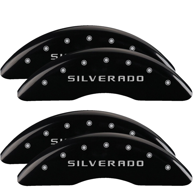 14173SSILBK-FDLQ Set Of 4 Caliper Covers Engraved Front And Rear Silverado 2018-2019 Chevrolet Silverado MGP Caliper Covers - الصورة 1