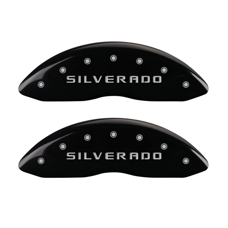 14207FSILBK-FDLQ Front Set 2 Caliper Covers Engraved Front Silverado 2007-2013 Chevrolet Silverado MGP Caliper Covers - الصورة 1