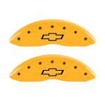 ⁦Front Set 2 Caliper Covers Engraved Front Bowtie 2004-2012 Chevrolet Colorado MGP Caliper Covers⁩ - الصورة ⁦3⁩