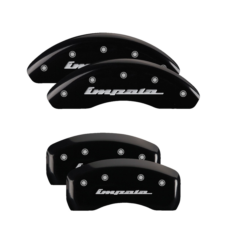 14223SIMPBK-FDLQ Set Of 4 Caliper Covers Engraved Front And Rear Impala 2013-2020 Chevrolet Malibu MGP Caliper Covers - Image 1