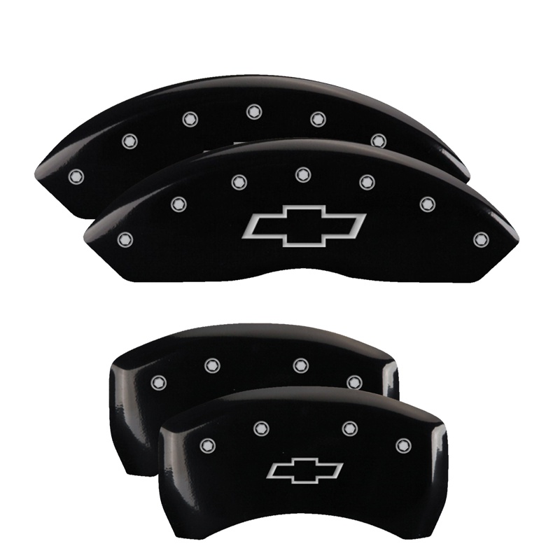 14235SBOWBK-FDLQ Set Of 4 Caliper Covers Engraved Front And Rear Bowtie 2019-2020 Chevrolet Colorado MGP Caliper Covers - Image 1