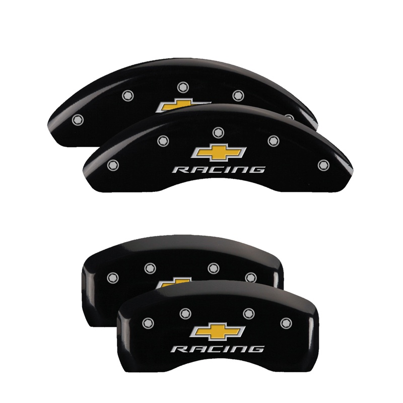 14246SBRCBK-FDLQ Set Of 4 Caliper Covers Engraved Front And Rear Chevy Racing 2017-2021 Chevrolet Bolt MGP Caliper Covers - Image 1