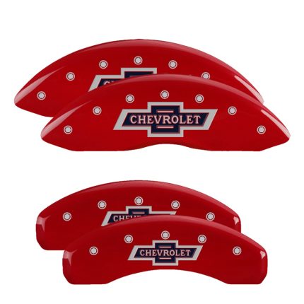 Set Of 4 Caliper Covers Engraved Front And Rear 100 Anniversary Logo 2019-2024 Chevrolet Silverado MGP Caliper Covers