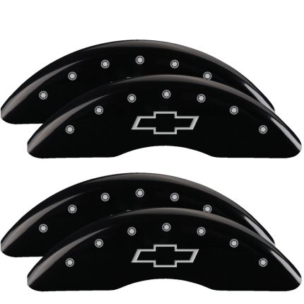 Set Of 4 Caliper Covers Engraved Front And Rear Bowtie 2020-2025 Chevrolet Silverado MGP Caliper Covers
