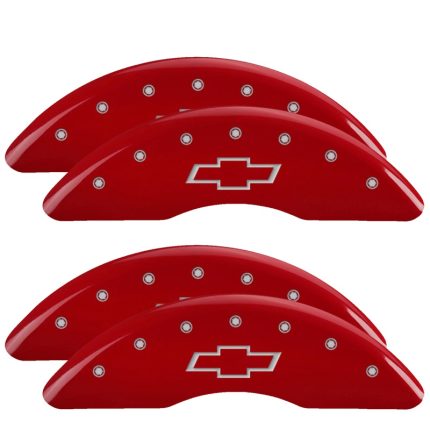 Set Of 4 Caliper Covers Engraved Front And Rear Bowtie 2020-2025 Chevrolet Silverado MGP Caliper Covers