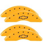 ⁦Set Of 4 Caliper Covers Engraved Front And Rear Bowtie 2020-2025 Chevrolet Silverado MGP Caliper Covers⁩ - الصورة ⁦3⁩