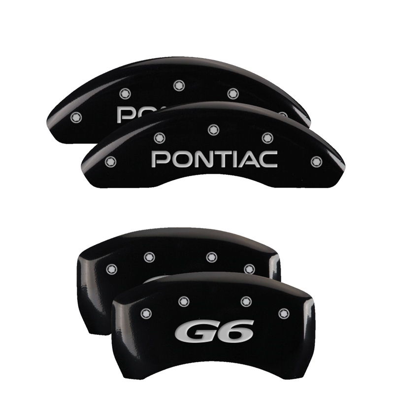 18025SPG6BK-FDLQ Set Of 4 Caliper Covers Engraved Front Pontiac Engraved Rear G6 2005-2010 Pontiac G6 MGP Caliper Covers - Image 1
