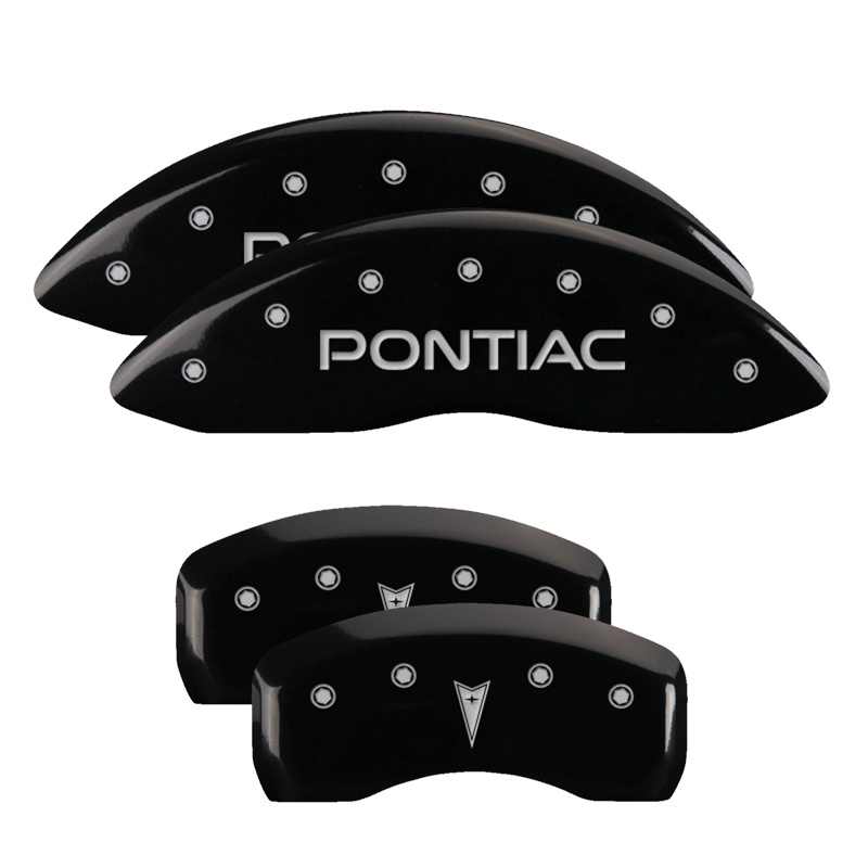 18031SPONBK-FDLQ Set Of 4 Caliper Covers Engraved Front Pontiac Engraved Rear Arrow 2004-2005 Pontiac Bonneville MGP Caliper Covers - الصورة 1