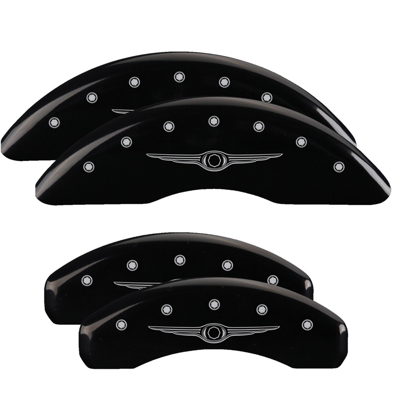 32002SCW1BK-FDLQ Set Of 4 Caliper Covers Engraved Front And Rear Style 1 Chrysler Wing 2004-2008 Chrysler Pacifica MGP Caliper Covers - الصورة 1