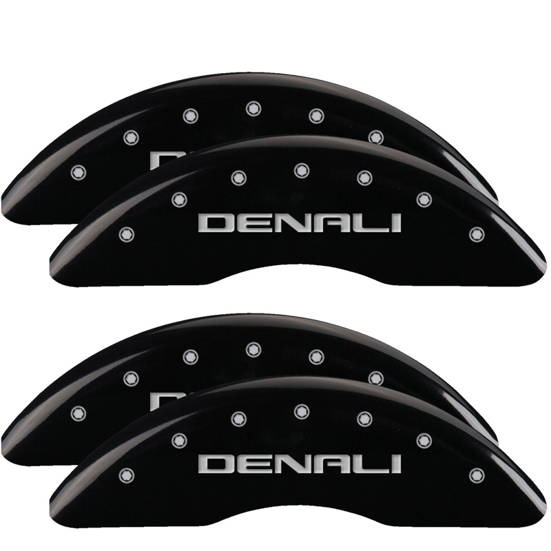 34003SDNLBK-FDLQ Set Of 4 Caliper Covers Engraved Front And Rear Denali 2011-2019 GMC Sierra MGP Caliper Covers - الصورة 1