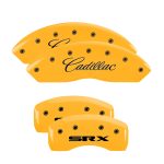 ⁦Set Of 4 Caliper Covers Engraved Front Cursive Cadillac Engraved Rear Srx 2004-2011 Cadillac SRX MGP Caliper Covers⁩ - الصورة ⁦3⁩