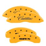 ⁦Set Of 4 Caliper Covers Engraved Front Cursive Cadillac Engraved Rear Srx 2012-2016 Cadillac SRX MGP Caliper Covers⁩ - الصورة ⁦3⁩