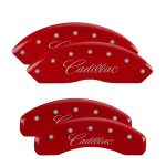 Set Of 4 Caliper Covers Engraved Front And Rear Cursive Cadillac 2006-2011 Cadillac DTS MGP Caliper Covers - Image 2