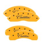 Set Of 4 Caliper Covers Engraved Front And Rear Cursive Cadillac 2006-2011 Cadillac DTS MGP Caliper Covers - Image 3